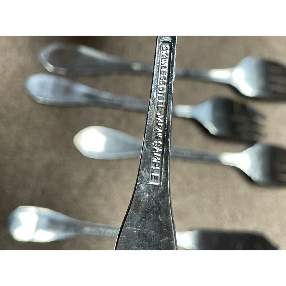 Custom Craft Stainless Engraved R Flatware 5 Floral Vtg‎ Japan Forks Spoon Knife